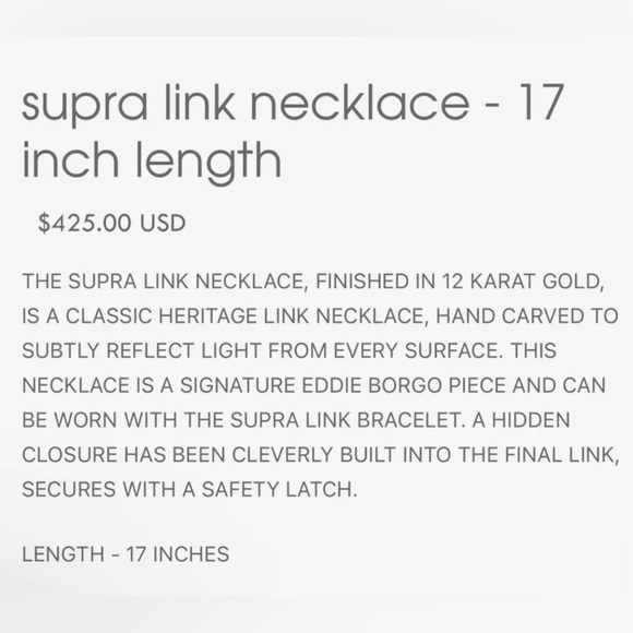 Eddie Bordo NIP Supra Link 17” Gold Necklace - Picture 6 of 7